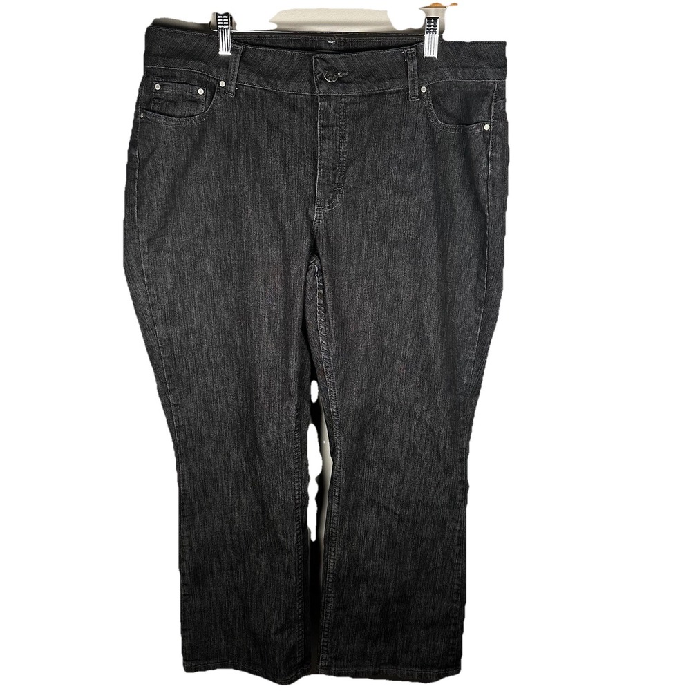 Riders Women's Bootcut Jeans Dark Wash Stretch Black Denim Size 16/18